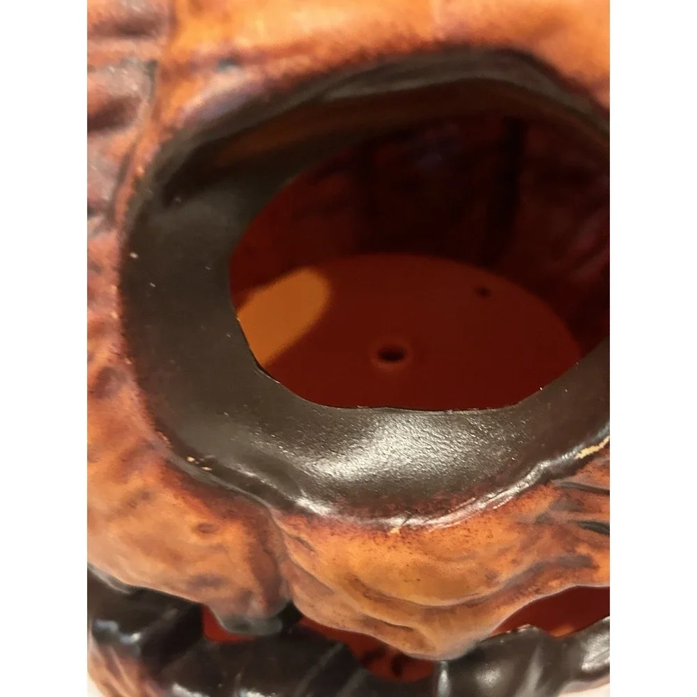 Rotten Flaming Pumpkin Timer LED Halloween‎ Prop Light-Up Jack-O'-Lantern Horror